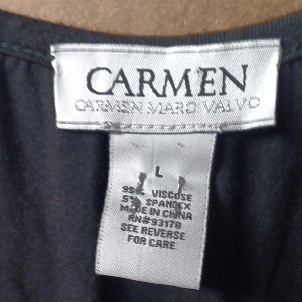 Carmen Marc Valvo Black Blouse with Cut-Out Sleeves - Picture 5 of 5